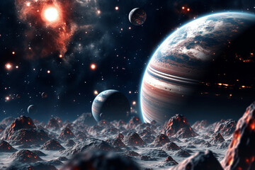 boundless enigmas of cosmic expanse, adorned with its abyssal chasms, ethereal marvels, and profound awe and modesty that accompanies contemplation of celestial realm  