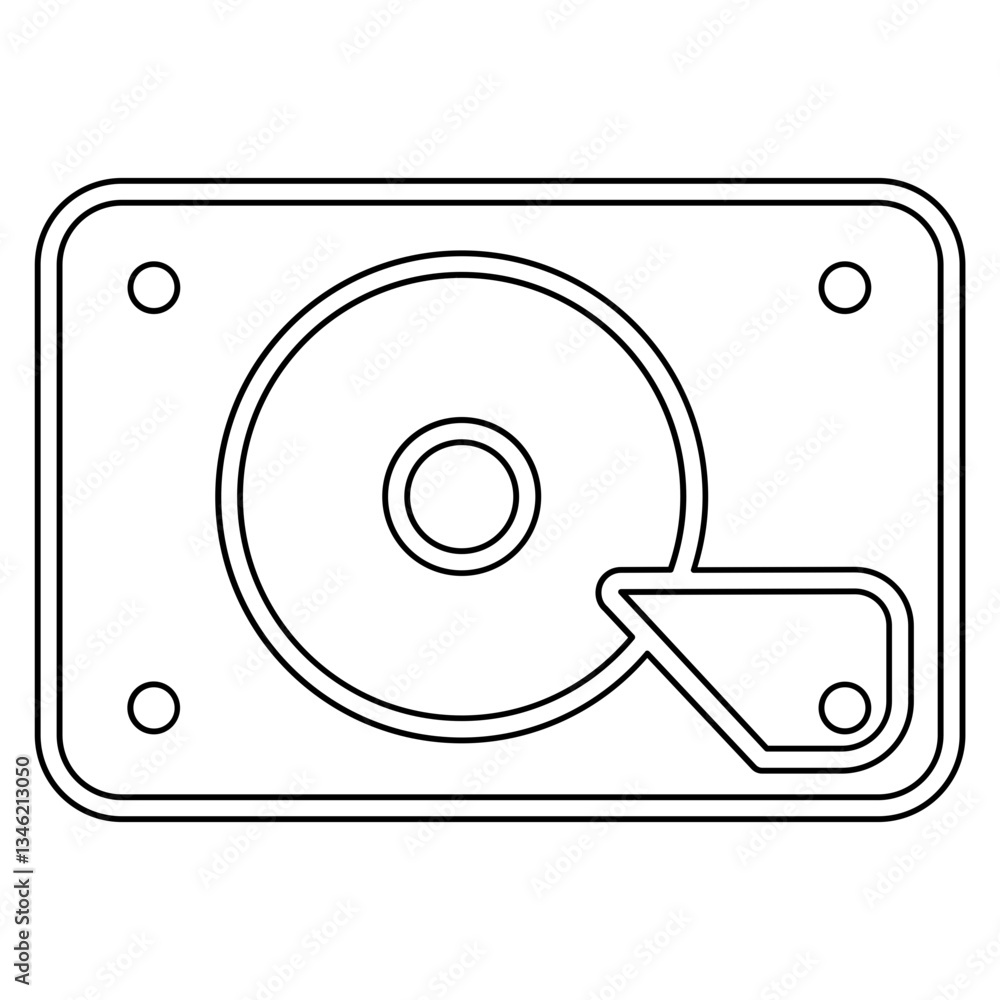Poster hard disk icon in line style