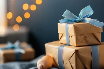 Joyful baby shower celebration featuring beautifully wrapped gifts cozy indoor setting lifestyle photography close-up view with soft lighting for memorable moments
