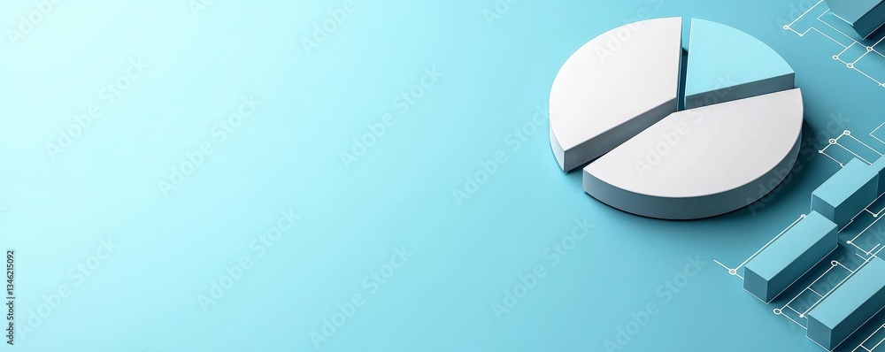Aufkleber strategic planning goals optimization concept. 3d pie chart with a blue background and abstract desi