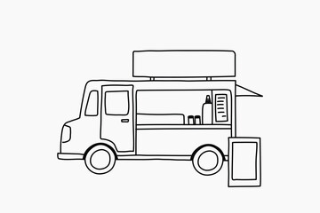 Food truck hand drawn illustration vector