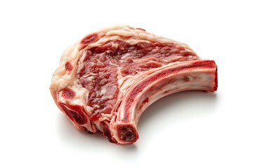 Raw lamb chop with bone, isolated on white.