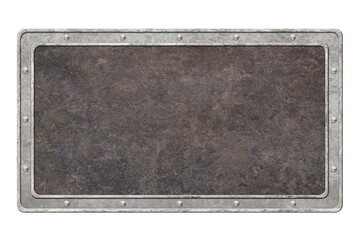 Fototapeta premium metal signboard with brown texture isolated on white