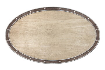 oval wooden vintage board isolated on white background