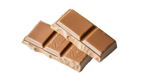 Chocolate rolls filled with a rich cream sit on a white background, next to a portion of creamy milk