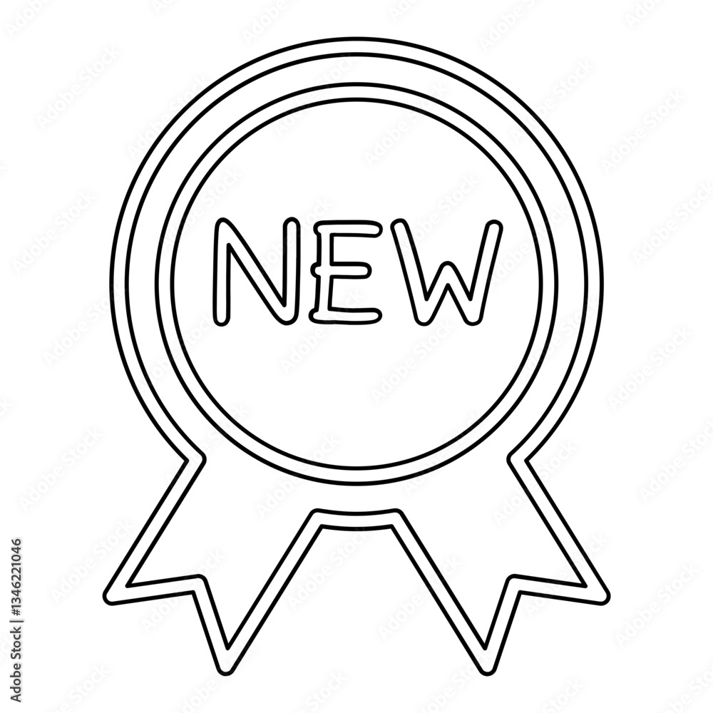 Poster label new icon in line style