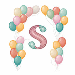Letter S png 3D green balloon alphabet