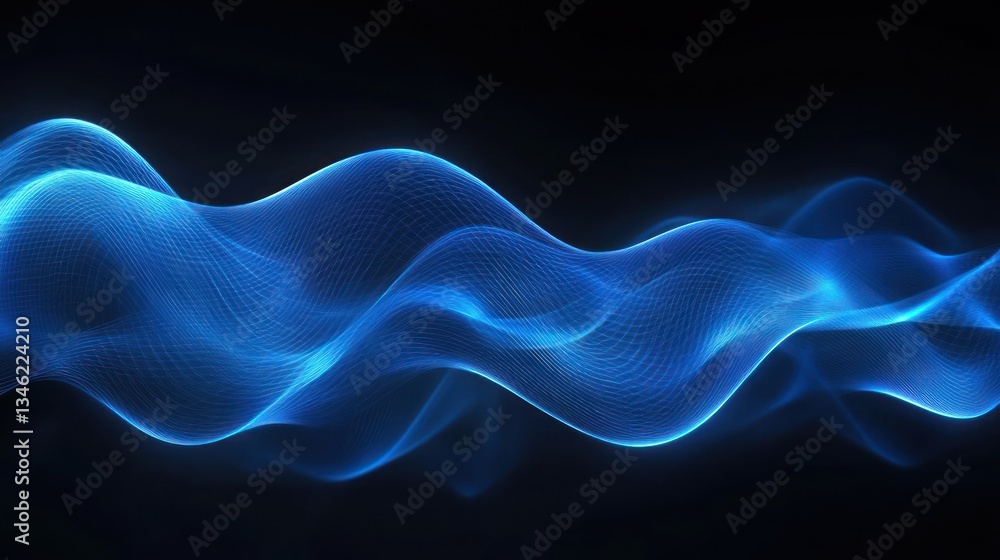 Aufkleber abstract blue wave pattern with smooth curves on a dark background