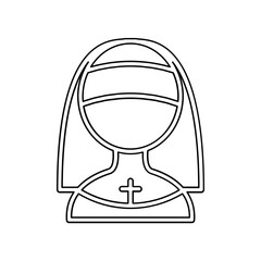 Nun icon in line style