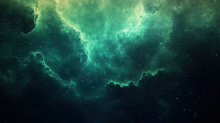 Fototapeta premium Ethereal Nebula: Cosmic Cloudscape with Deep Navy, Green, and Yellow Hues for Sci-Fi Backgrounds and Digital Art
