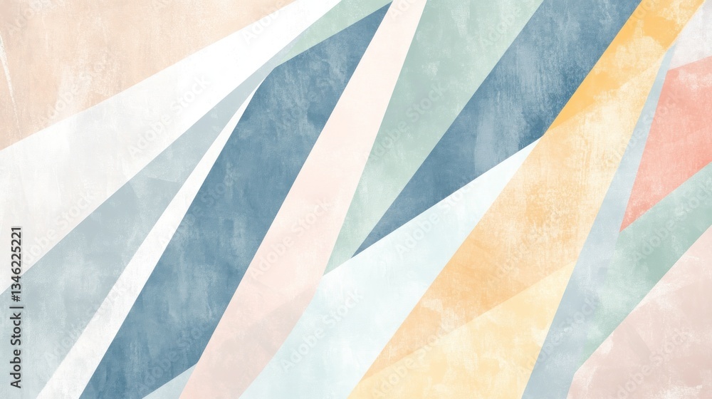 Poster abstract geometric pattern with soft pastel colors and textures