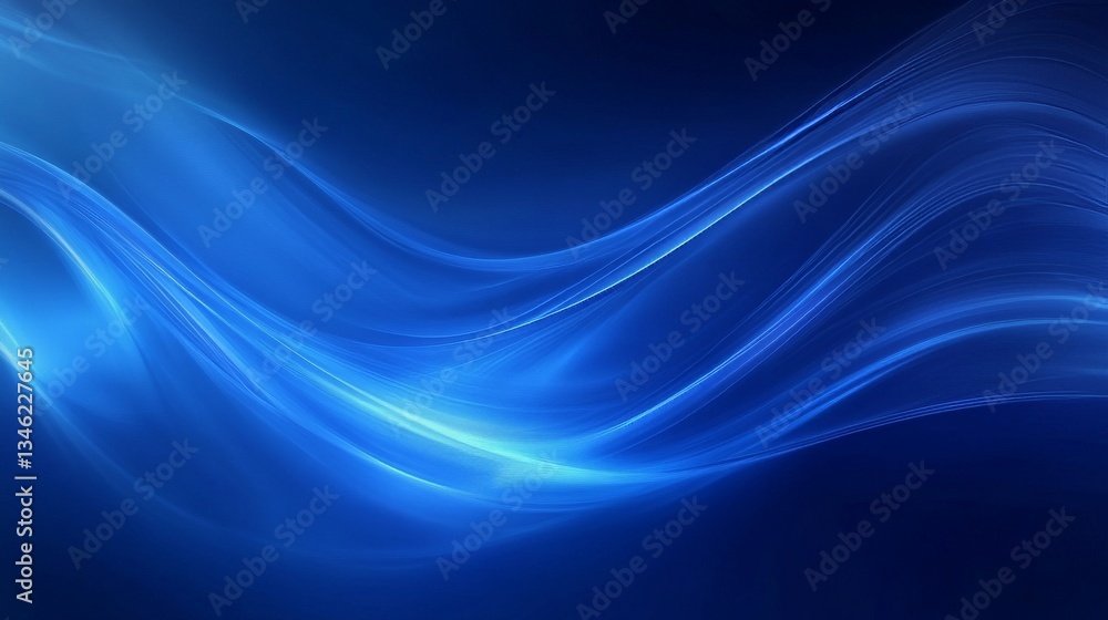 Poster abstract blue background with smooth curved design and blurred lines in a modern minimalist style