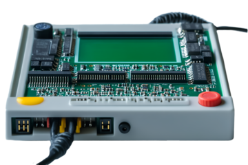 Close-Up of a Circuit Board Testing Device with Probes
