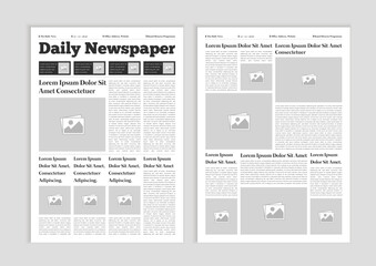 Newspaper layout template. News column articles newsprint magazine design. Brochure newspaper sheets. Editorial journal vector template design
