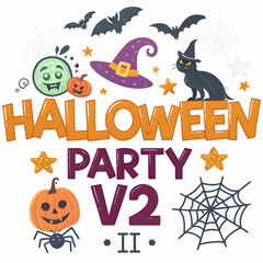 Obraz premium Set of halloween lettering designs vector illustration 7