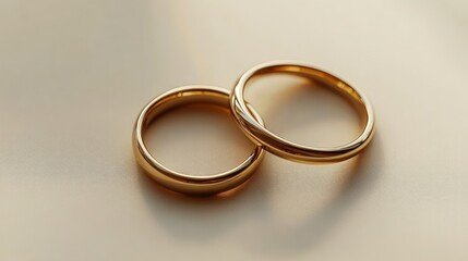 Gold wedding rings on a cream backdrop symbolizing love commitment elegance and timeless style