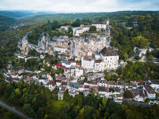 Rocamadour medieval village in France aerial view