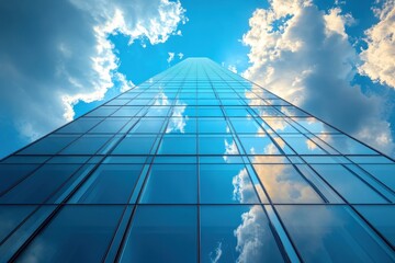Modern Skyscraper Tall Tower Reflective Glass Windows Architecture Low Angle Photography Cityscape