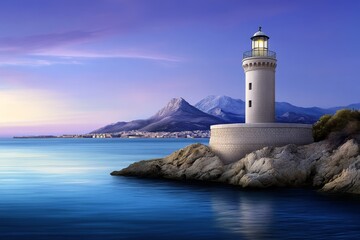 A soft watercolor painting of Marseille port, blending pastel blues and warm terracotta tones