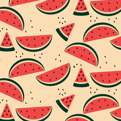 Watermelon slices vector pattern. National Watermelon day.