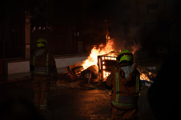 Firefighters at the Fallas festival in Sagunto, Valencia