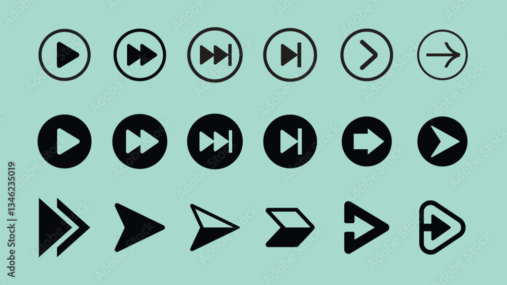 Poster diverse black arrow icon collection vector. black arrow icon set vector. set black arrow icon in var