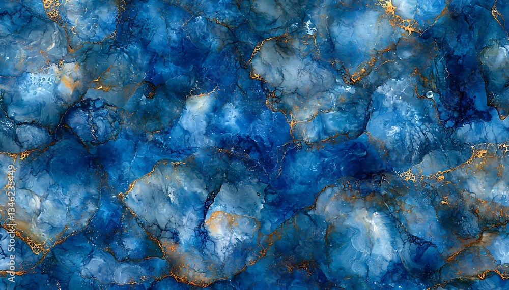 Poster abstract blue art background with alcohol ink, creating dynamic and flowing patterns ideal for trend