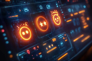 Obraz premium Client Satisfaction Feedback for Business Rating and Reviews Five Stars Positive Performance and Quality Service