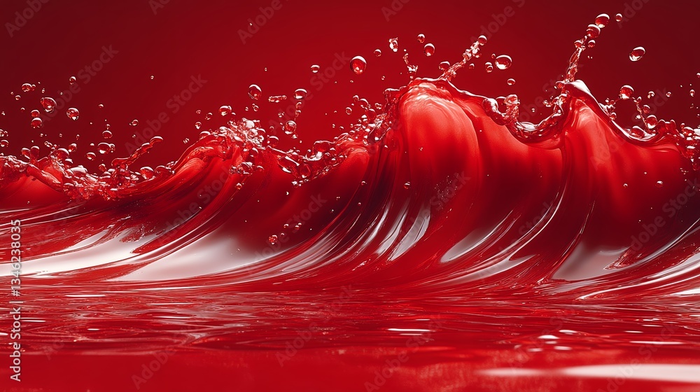 Poster vibrant red liquid wave splashing dynamic motion abstract background