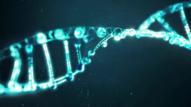 DNA Structure Animation Rotating Helix Model with Futuristic Design, 4K.