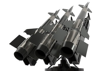 Three missiles on a launcher - 3D illustration
