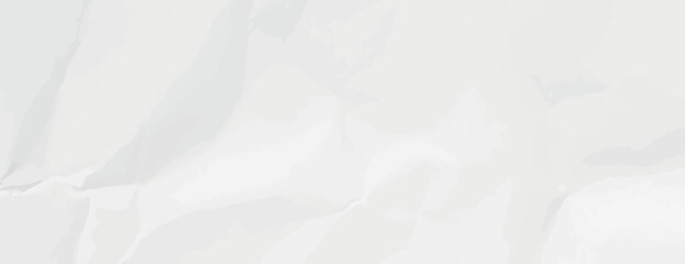 White crumpled paper background with a soft texture. The background is white with subtle folds, creating a textured white appearance. Paper texture background vector. White background.