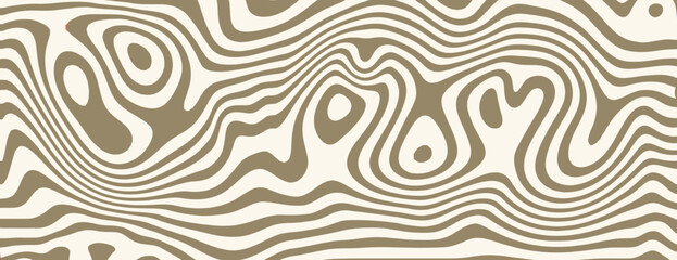 Fototapeta premium Abstract wavy background with beige and white colors. The background features beige lines creating a flowing, organic texture. Psychedelic pattern background vector. Beige background.