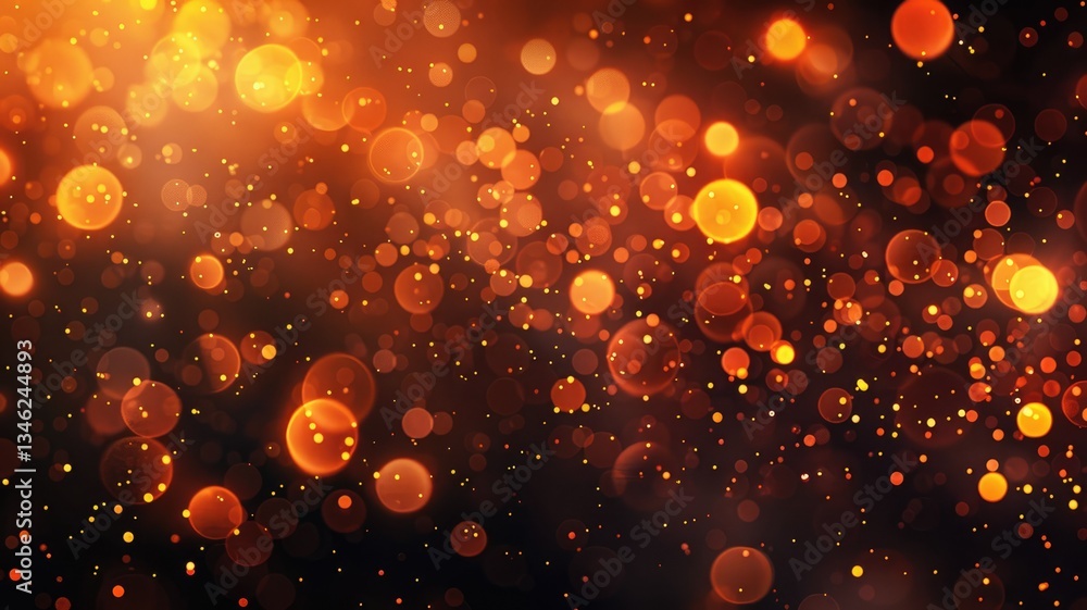 Poster the abstract picture about warm tone colorful particle lighting lights creating a blurred and festiv