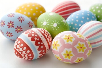colorful easter eggs on white background