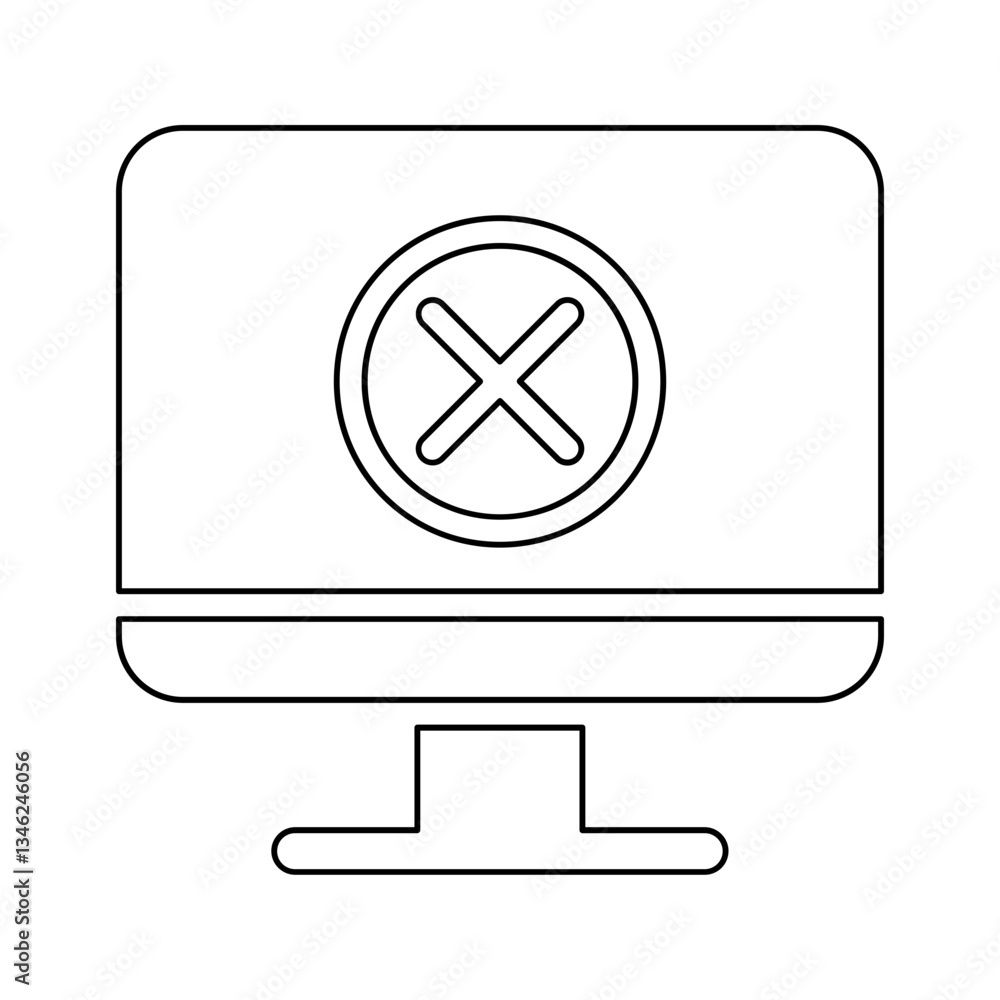 Poster computer error icon in line style