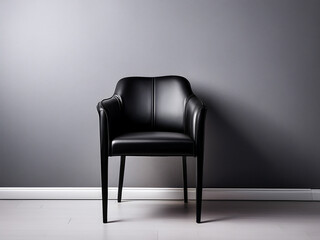 Black leather single chair on a dark background, montages, mocks, backdrops