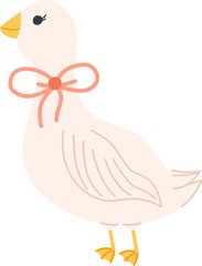 Cute illustration of a goose with a bow around its neck