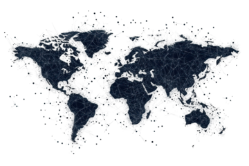 Global Network Connection Abstract World Map isolated on transparent background