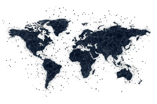 Global Network Connection Abstract World Map isolated on transparent background