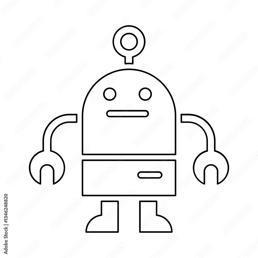 Poster robot icon in line style