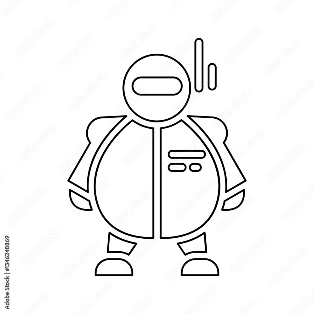 Poster robot icon in line style