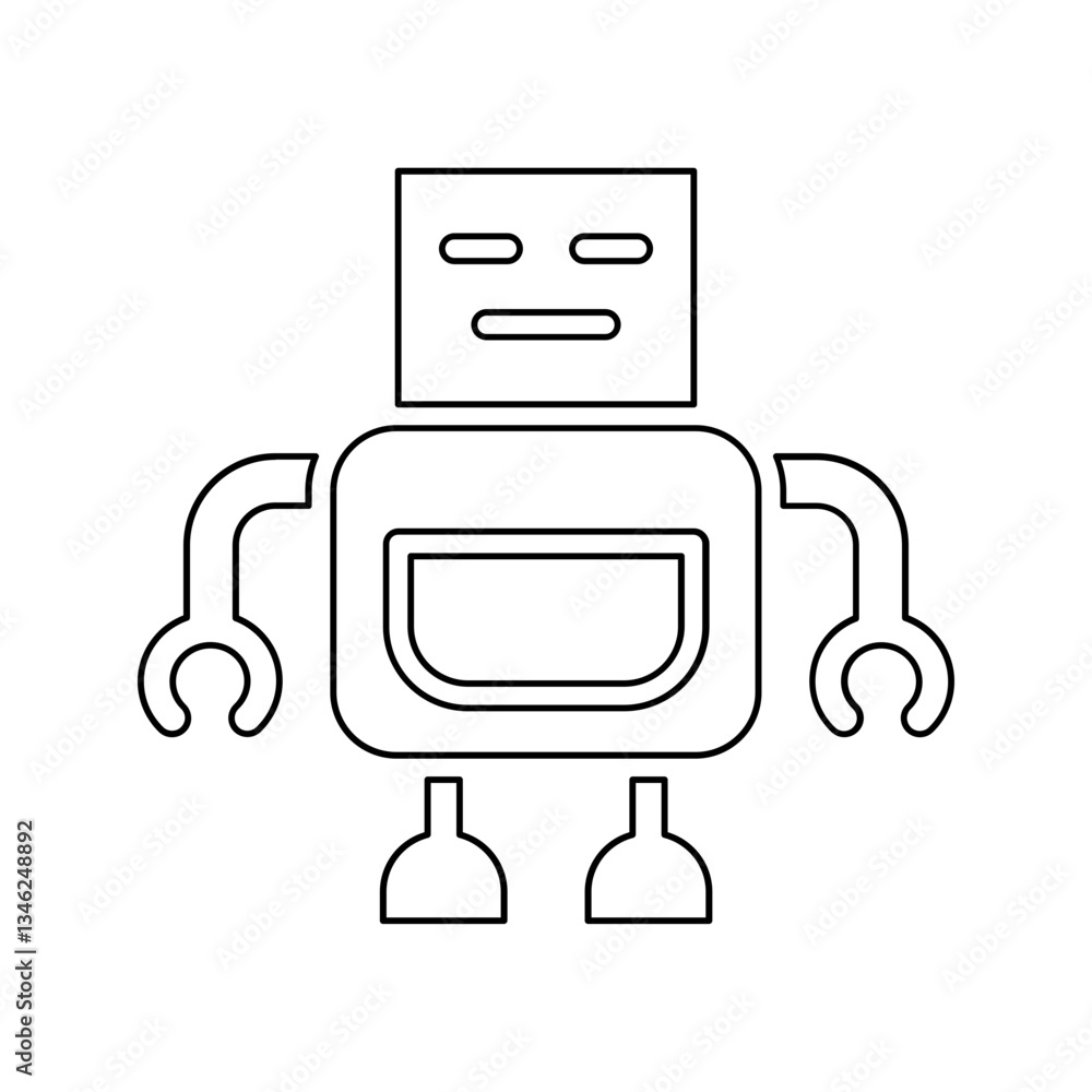 Poster robot icon in line style