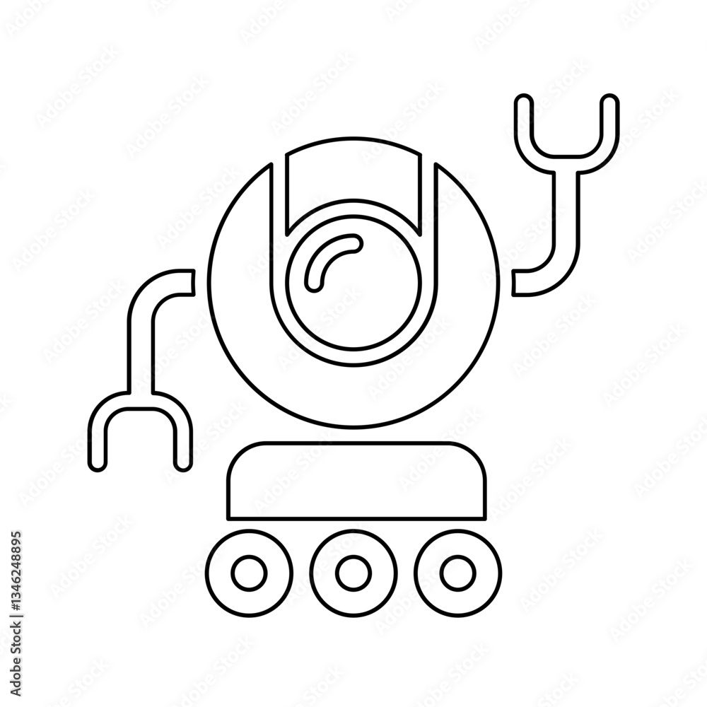 Poster robot icon in line style