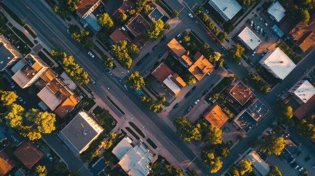 Aerial View of Greeley Colorado: Summer Skyline of Small Town Up High