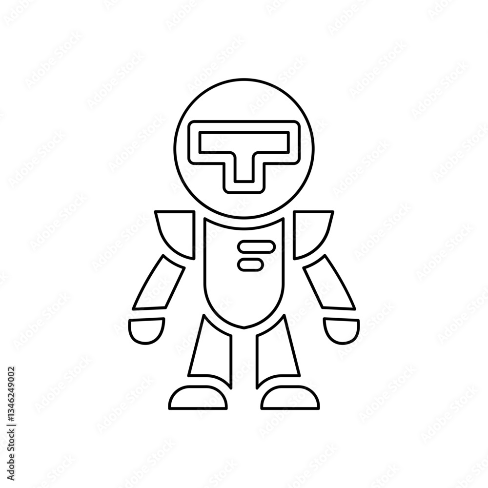 Poster robot icon in line style