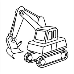 Hand drawn coloring page of excavator Kids friendly a cute Vector illustration line artwork 
