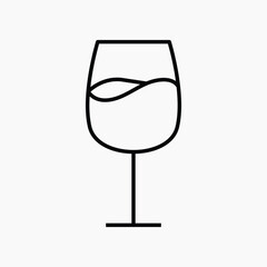 Wine glass icon, line art design vector