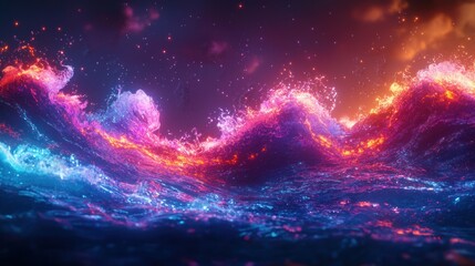 Neon Waves: A Digital Seascape of Vibrant Hues