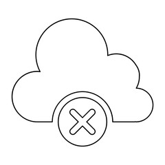Cloud error icon in line style